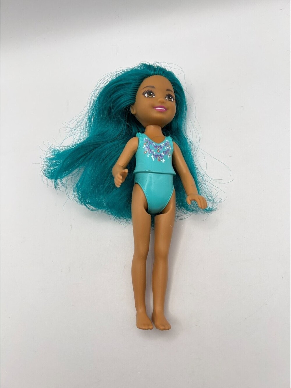 Barbie Dreamtopia Chelsea Small Doll Teal Hair Brown Eyes Molded Swimsuit Mattel